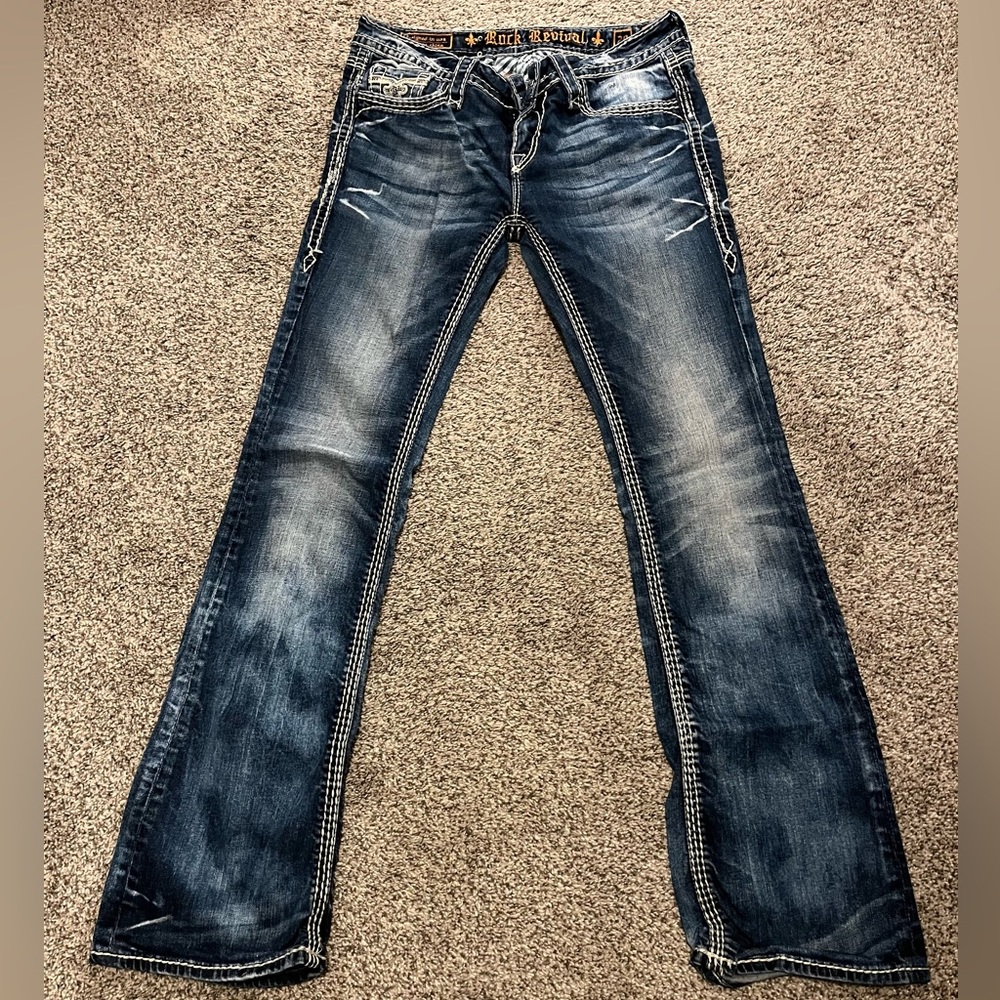 Rock Revival Kai boot cut jeans, size 29. 31 inch inseam.